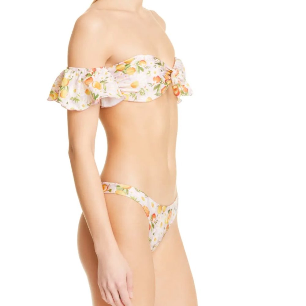 FARM Rio Floral Off-Shoulder Bikini - White and Orange